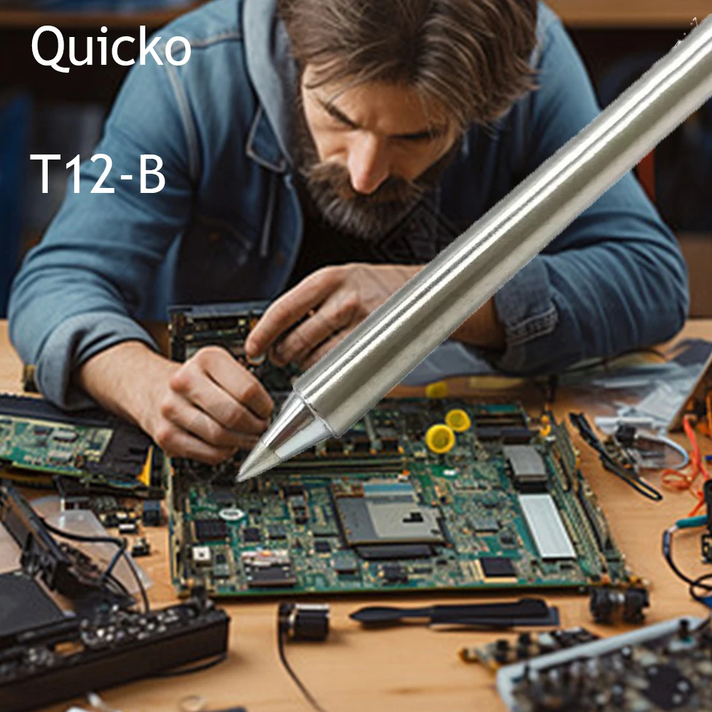 

Original QUICKO T12-B Shape Soldering Iron Tips Kit, Compatible with Hakko FX951/952 Station, High Precision Repair Accessories