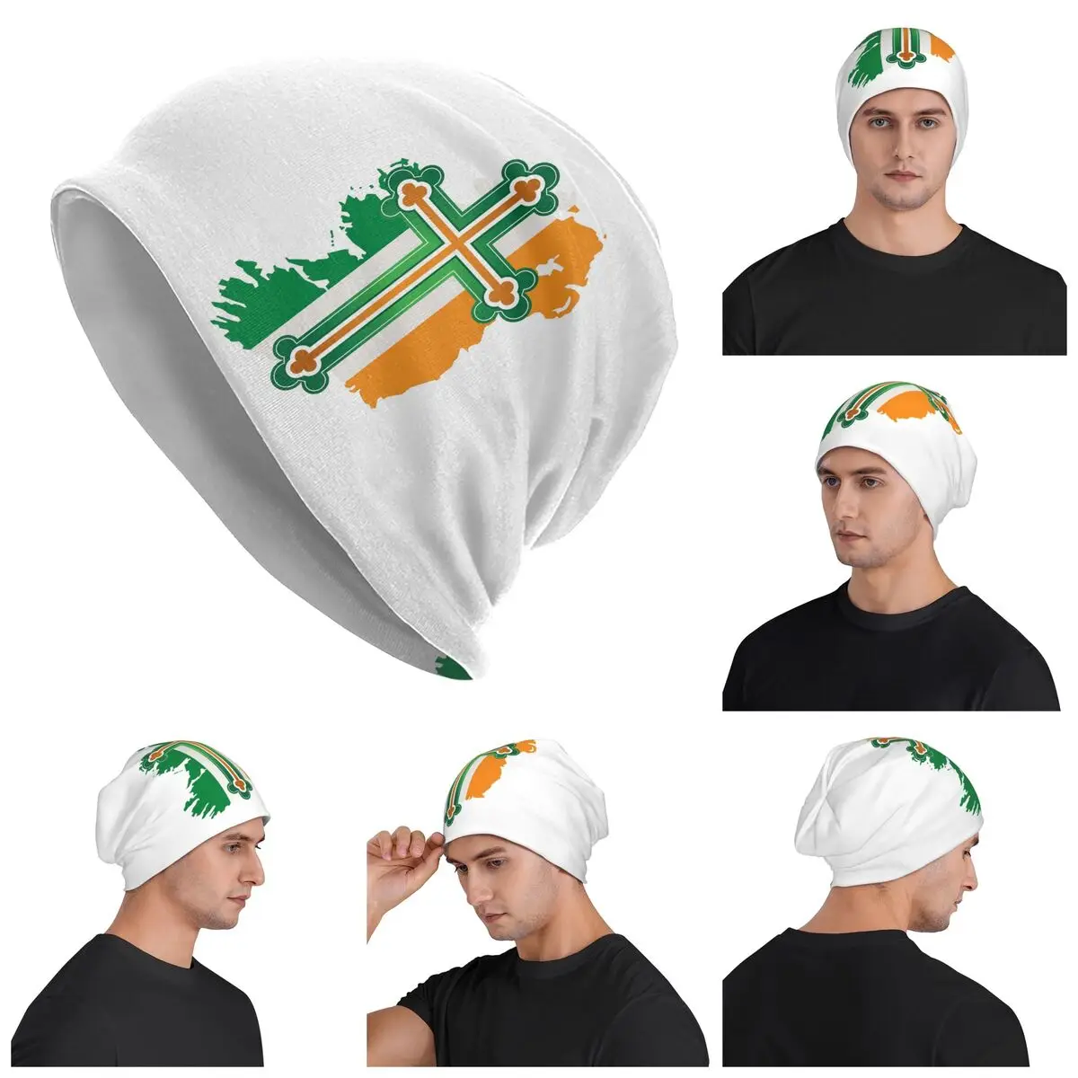 

Флаг Ирландии для мужчин и женщин, шапки для взрослых, вязаная шапка, теплая шапка в стиле хип-хоп, осенне-зимняя уличная шапка Skullies