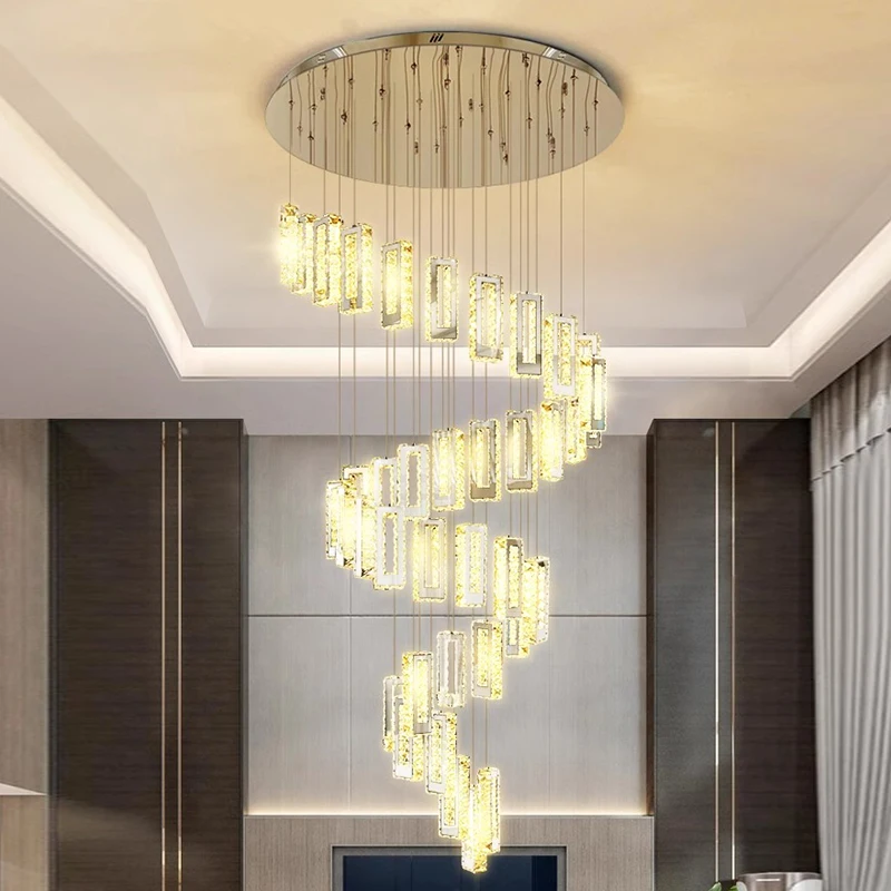 Imagem -02 - Modern Crystal Chandelier For Home Decoration Stair Pendant Lamp Living Room Pendant Lights Iluminação Interior