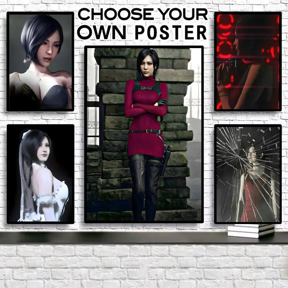 R-Resident Game E-Evil Beautiful A-Ada Wong Poster, selbstklebender Wandkunstdruck, wasserfest, für Zuhause, Wohnzimmer, Schlafzimmer, ästhetische Dekoration