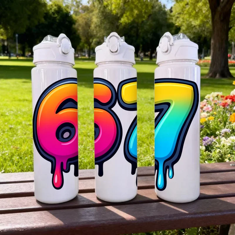 

Чашка для воды с 3D-печатью и мультяшным узором No 67, модная чашка с надписью с номером, тактильная текстура премиум-класса 3D. Устойчивость к выцветанию и долговечность,