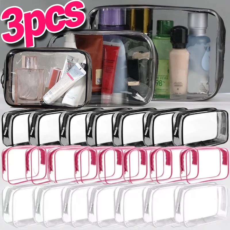 

Travel Toiletry Bag Pouch Clear Cosmetic Bag Case Waterproof Transparent PVC Makeup Storage Organizer Portable Zippered Wash Bag