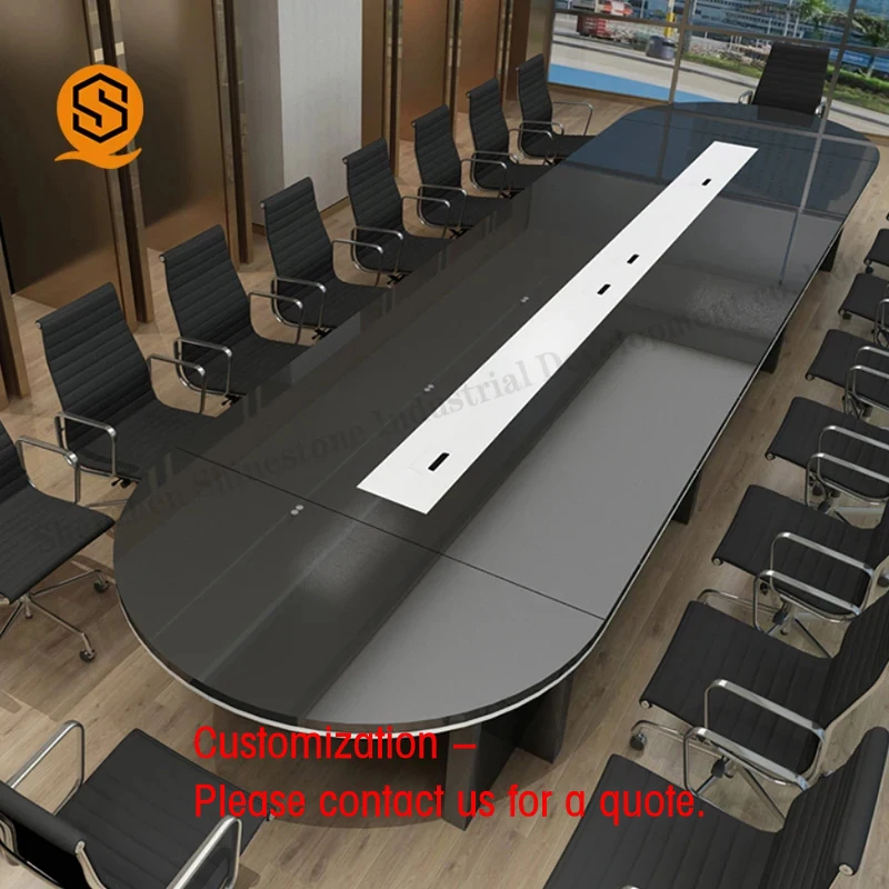 custom.Black Gloss Conference Room Table Modern Design Office Round Conference Tables