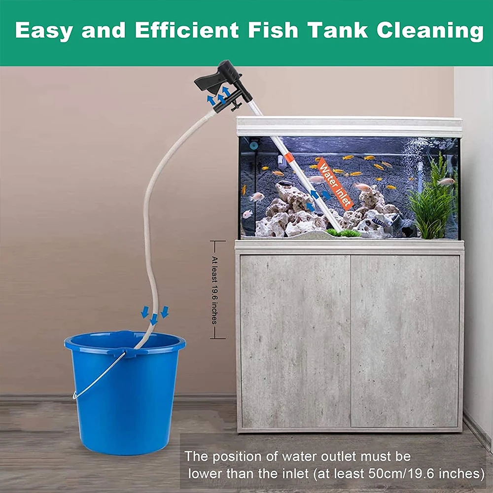 Aquarium Gravel Cleaner New Quick Water Change With Air Pressure Button Fish Tank Sand Waste Cleaner Kit