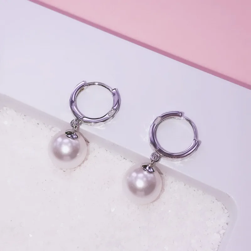

925 sterling silver pearl long ear buckle women, temperament celebrity simple earrings, versatile earrings, imported pearls