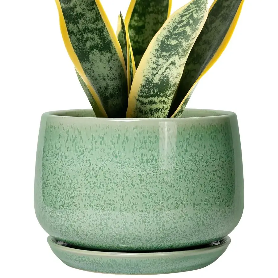 

Керамический цветочный горшок EPGardening 7 дюймов для комнатных и уличных растений, с дренажным отверстием и поддоном, современный дизайн