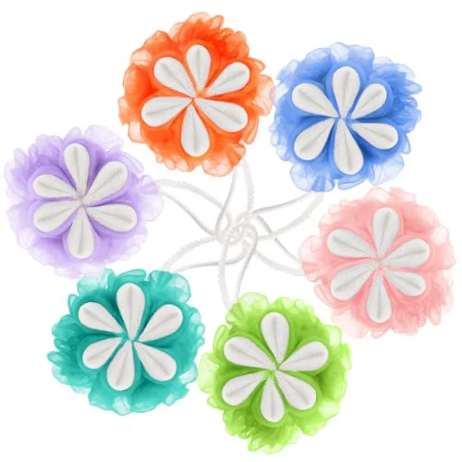 

Набор из 6 мочалок-цветов для душа, отшелушивающих губок для тела, спа-подарки для женщин, для ванной комнаты