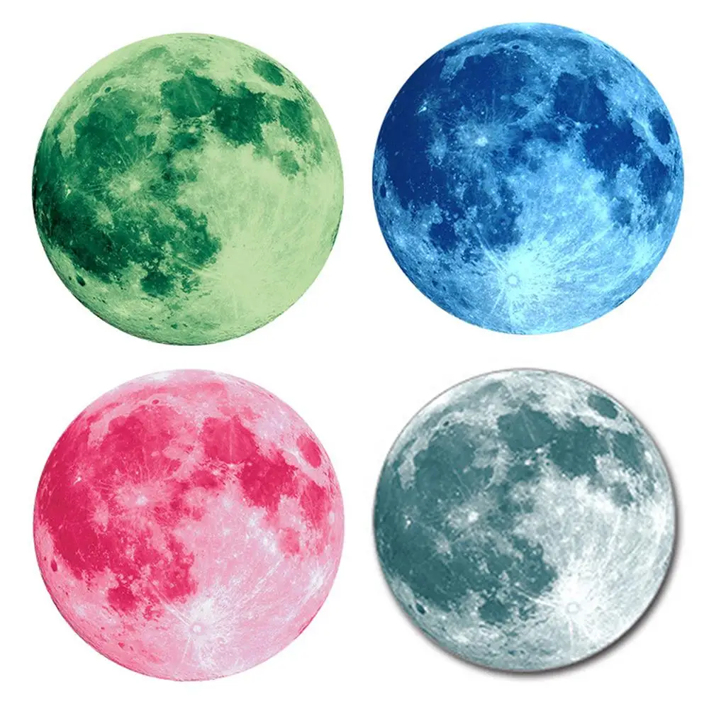 Glow In The Dark  Stickers DIY 3D Moon Earth Wall Stickers For Kids Toy Energy Storage Fluorescent Room Decor Home Decoration