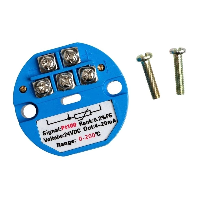  Temperature Sensors Temperature Transmitter DC24V 4-20mA Output PT100 Ranges 0-100℃/0-150℃/0-300℃ with High Sensitivity