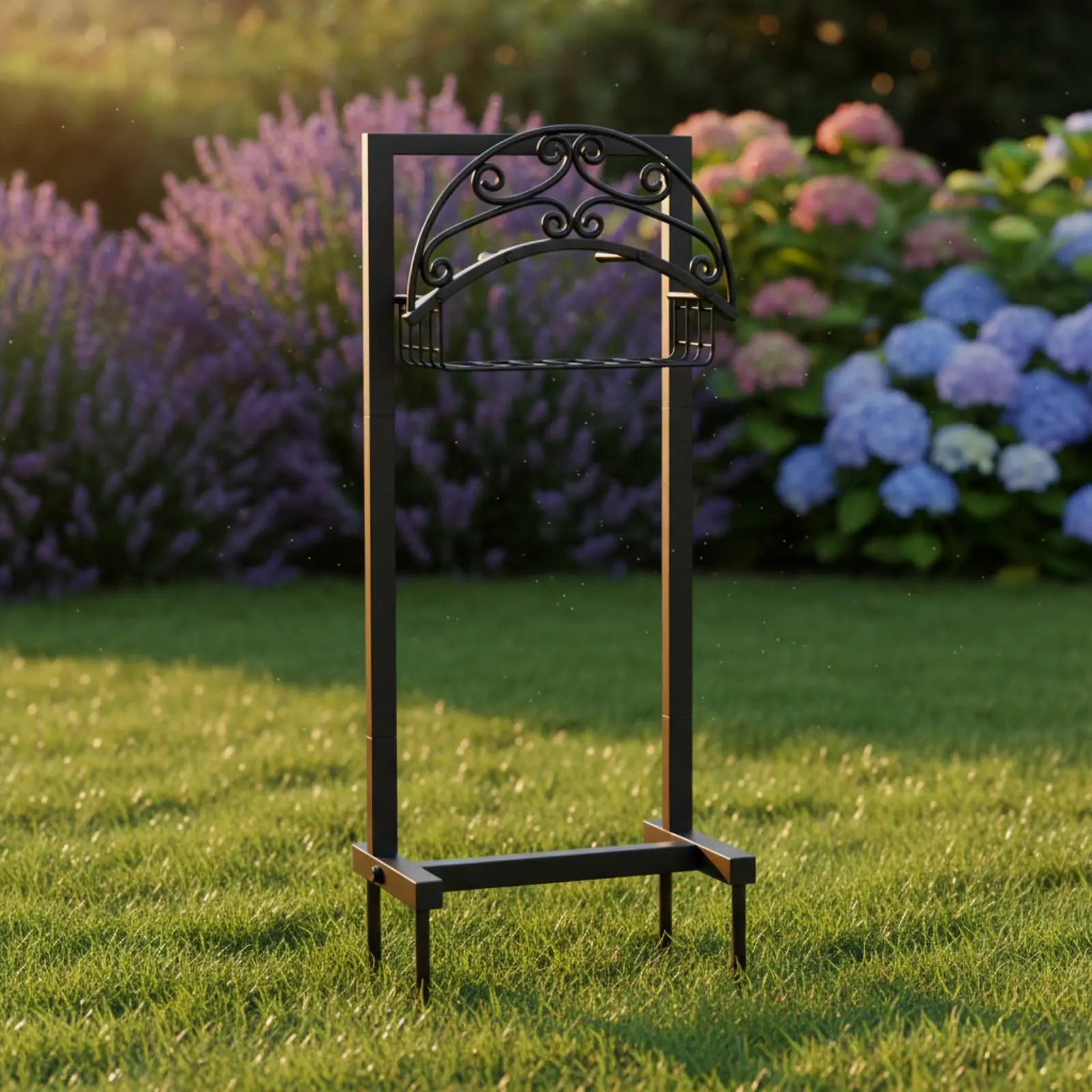 Freestanding Hose Rack Sturdy Freestanding Hose Holder Outdoor Storage Heavy Duty Stable Base for Yard