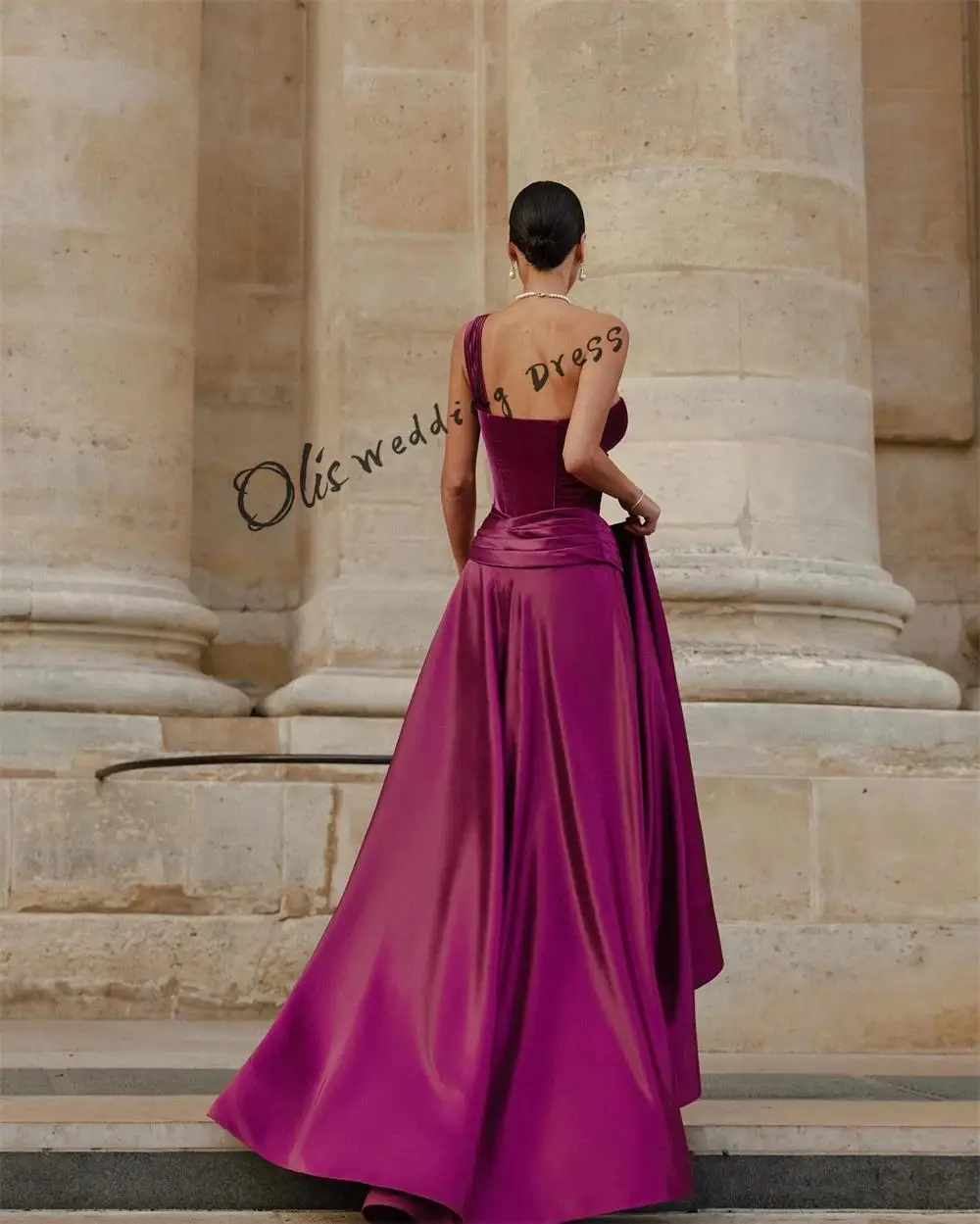 dostosowana seksowna suknia wieczorowa na co dzień فساتين مناسبة رسمية One Shoulder A Line Velour Women Yipeisha Formal Occasion Arabia سهرة