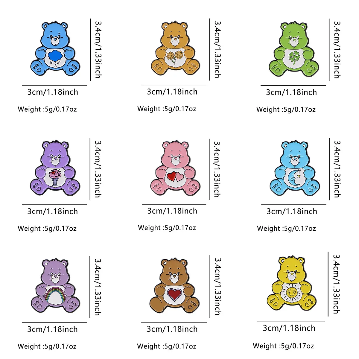 Enamel Pins Cartoon Bears Brooch Pines Lapel Pins Badge on Backpack Clothing Accessories Animal Jewelry Birthday Gift Decoration view 2