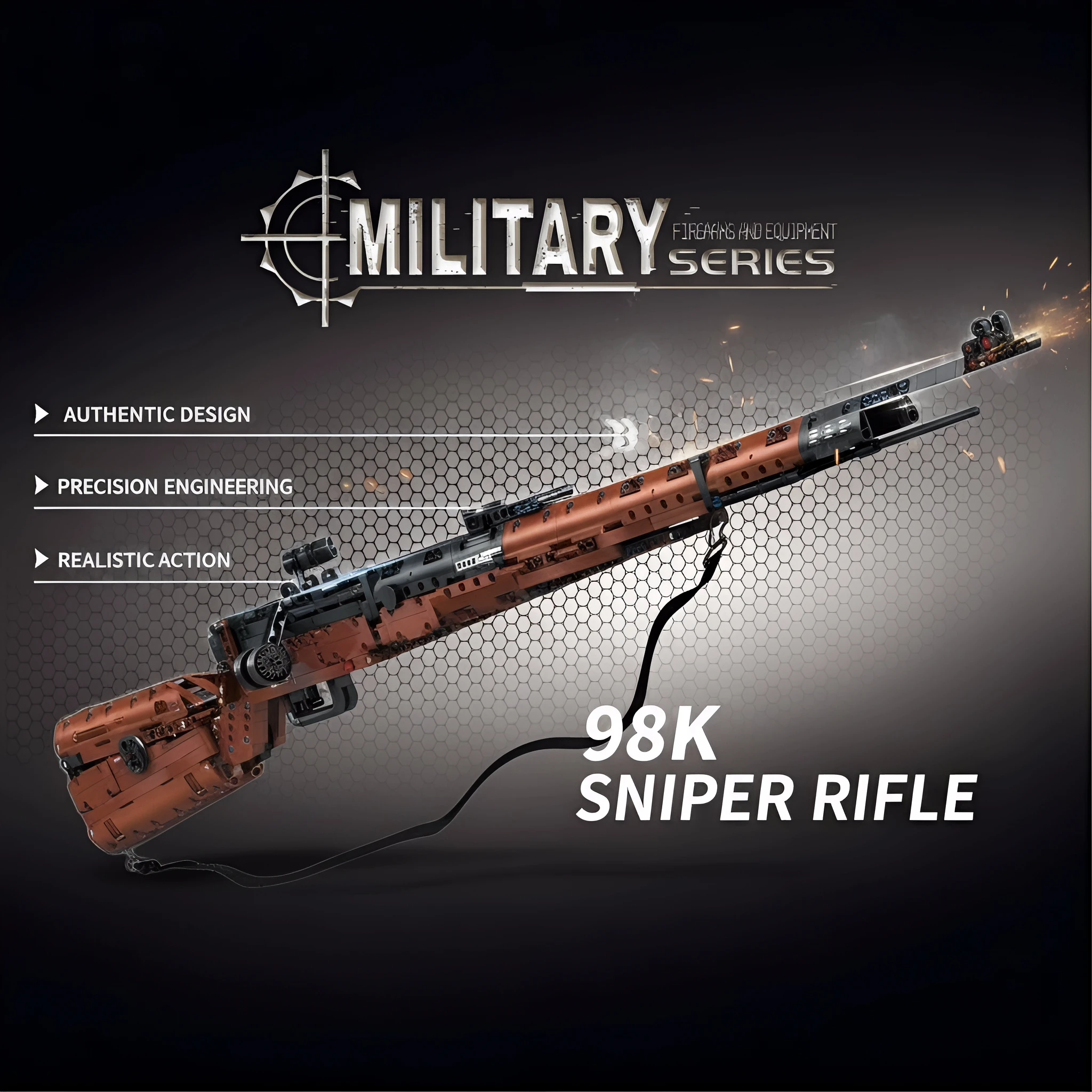1206PCS Historical Rifle Model Kit Classic Bolt Action Sniper Building Set for Adult Collector Mechanical Engineering Project