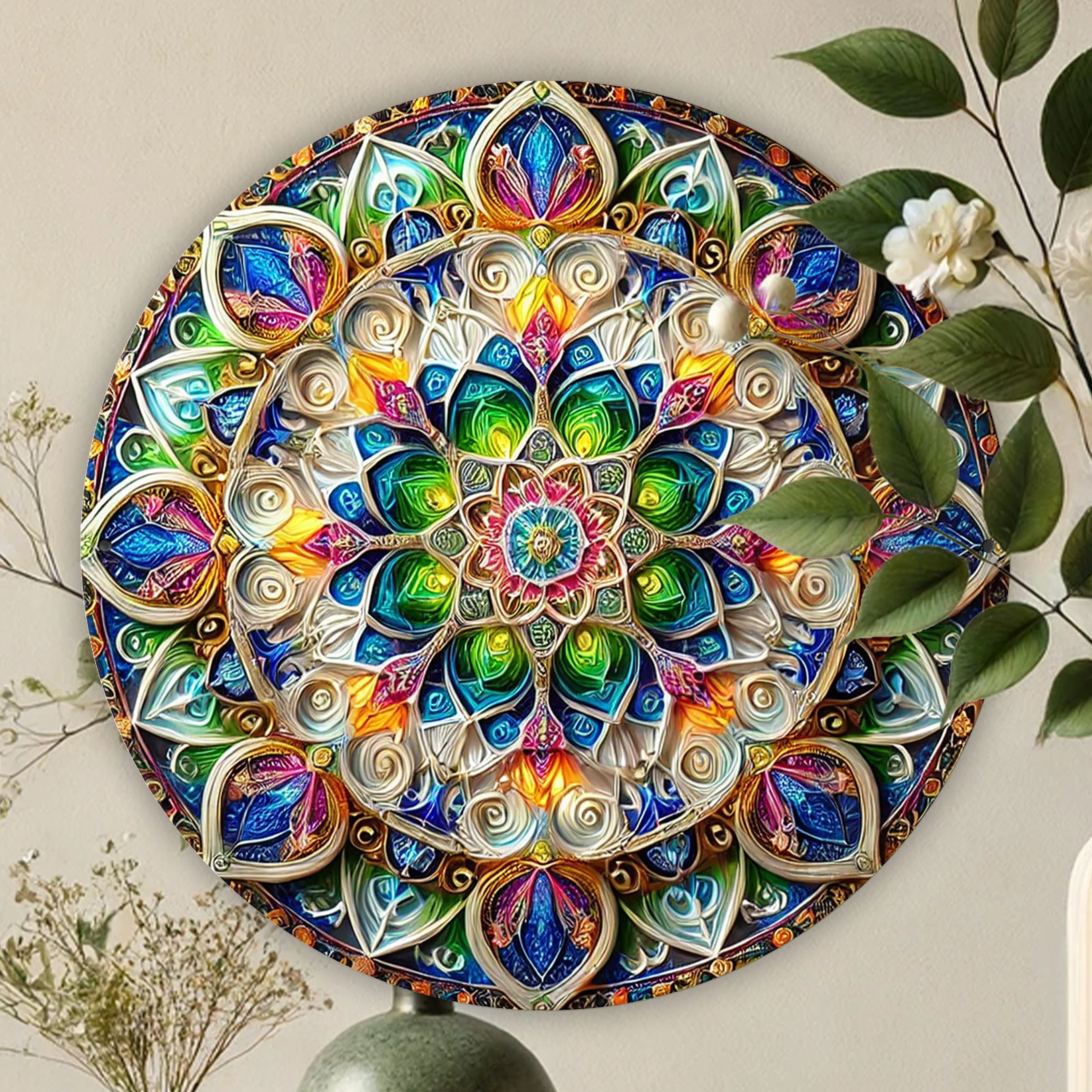 Mandala Metal Wall Art, 8X8 Inch Round Sign - Versatile Indoor/Outdoor Decor For Home, Office, And More - Perfect Gift For Birth