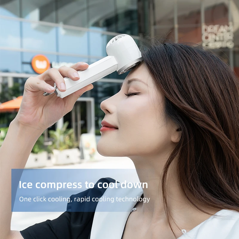 2025 New Ice Pack Handheld Fan with Long Battery Life USB Rechargeable Mini Fan Hiking Buckle Portable Fan Suitable for Outdoor