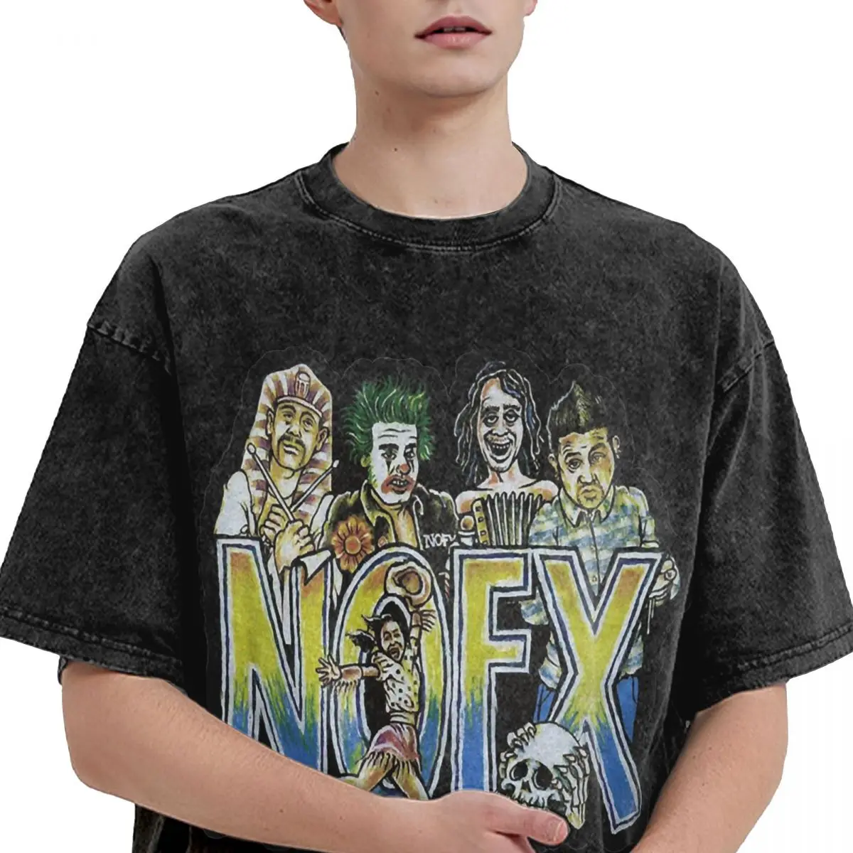 2024 New Design Vintage Nofx Rock Band Shirts Merch Men Women Heavy Metal Music Washed Tees Street T-shirt