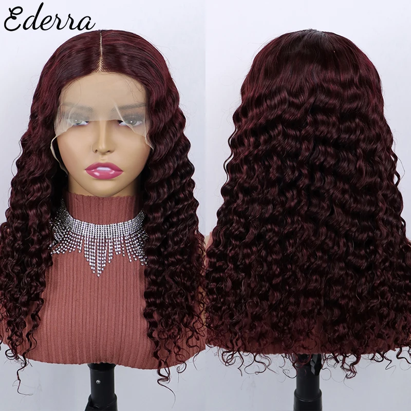 20 Inch Loose Deep Wave 13x1 Lace Front Human Hair Wig Remy Water Curly Frontal Wigs 13x4 Closure Wig For Women Transparent