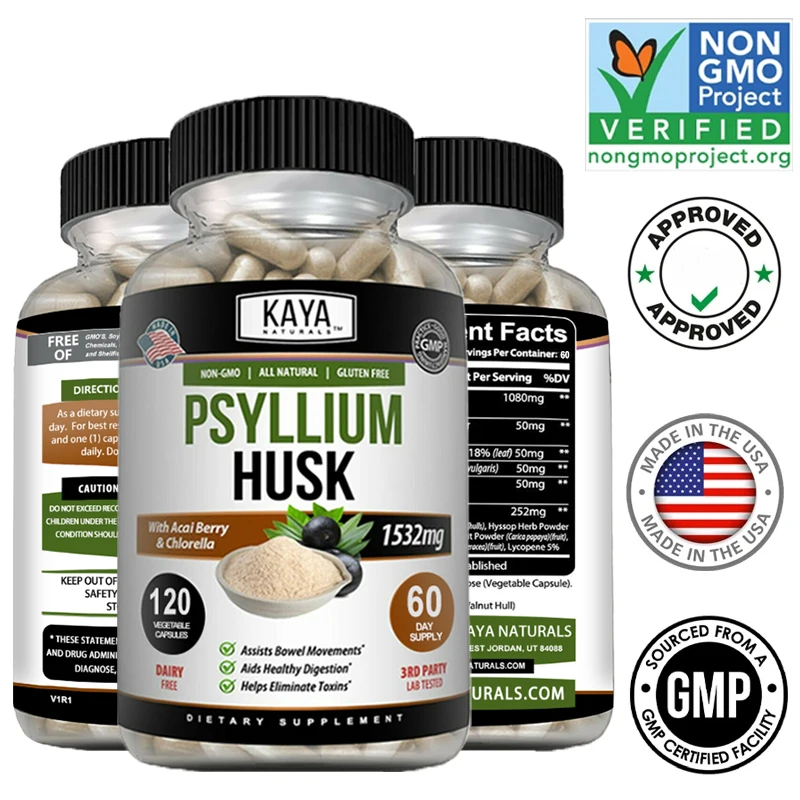 Psyllium Husk Supplement 1532mg - Supports A Healthy Digestive System, Helps with Colon Cleansing, Detoxification, Sleep Aid