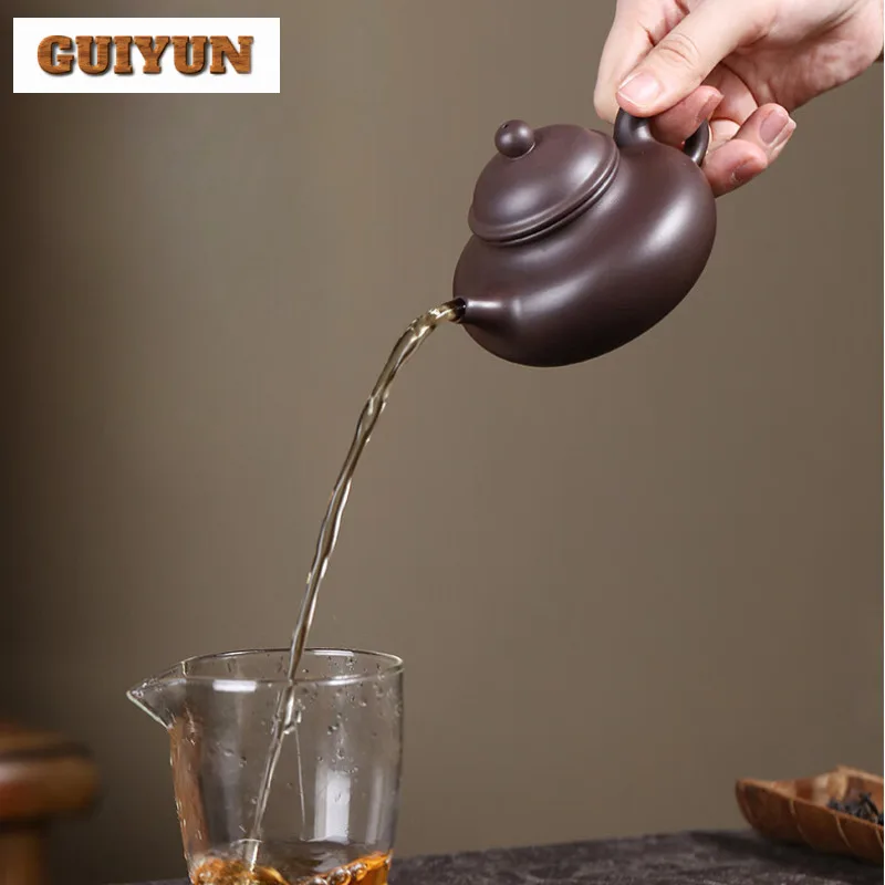 175ml Retro Yixing Purple Clay Teapots Handmade Rong Tian Pot Raw Ore Purple Mud Tea Maker Kettle Chinese Zisha Tea Set Craft