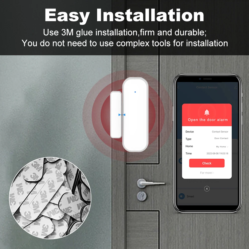 Tuya Zigbee Smart Door And Window Sensor Magnetic Security Alarm Record Smart Life APP Remote Monitor For Alexa Google Assistant