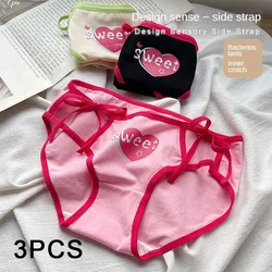 3PCS/set Sexy Pure Cotton Women's Panties for Women String Straps Female Underwear Mid-rise Fashion Intimate Woman Intimates