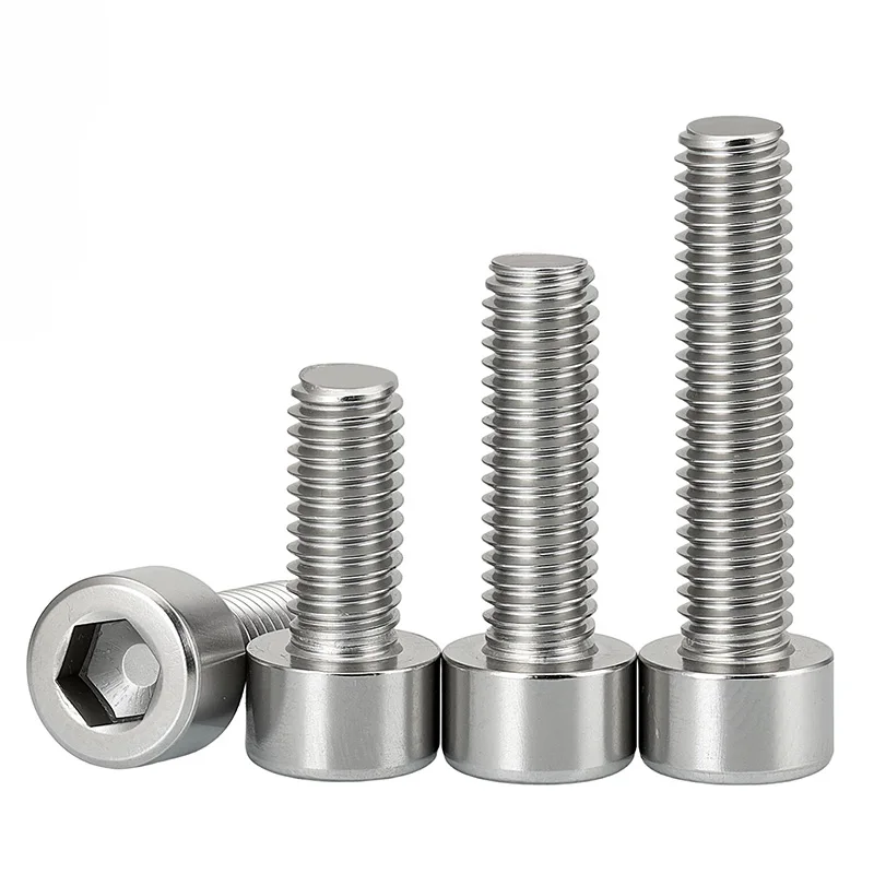 5-50pcs M2 M2.5 M3 M4 M5 M6 M8 No Knurled 304 Stainless Steel Hexagon Hex Socket Cylinder Cap Head Screw Bolt Length 4mm-60mm