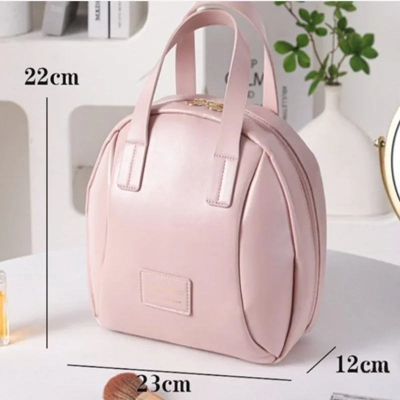 Borsa per cosmetici a forma di conchiglia multistrato borsa per articoli da toeletta da viaggio portatile borsa per cosmetici in pelle PU con guscio