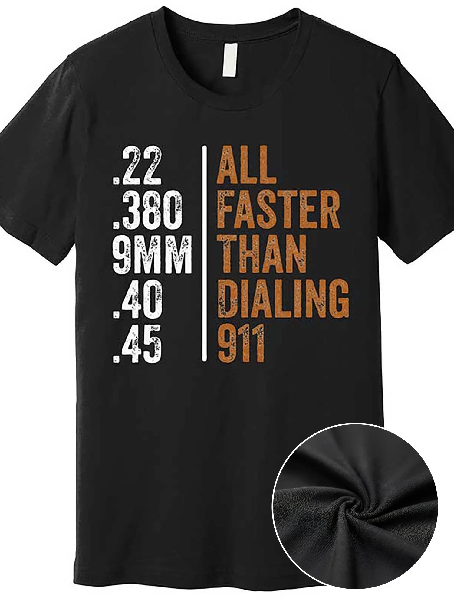 22 380 9mm 40 45 Gun Enthusiasts Faster Than Dialing Number-100% cotton short sleeve O-neck printed men's T-shirt.