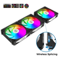 ALSEYE i12 Set PC Cooling Fan 120mm Block FDB Bearing Snap Fit Install 5V 3Pin Led Light PWM ARGB Fan for PC Case