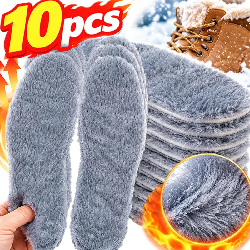 Warm Imitation Rabbit Fur Insoles Winter Thermal Plush Thick Soft Insoles for Men Women Cold Proof Foot Shoe Inserts Winter