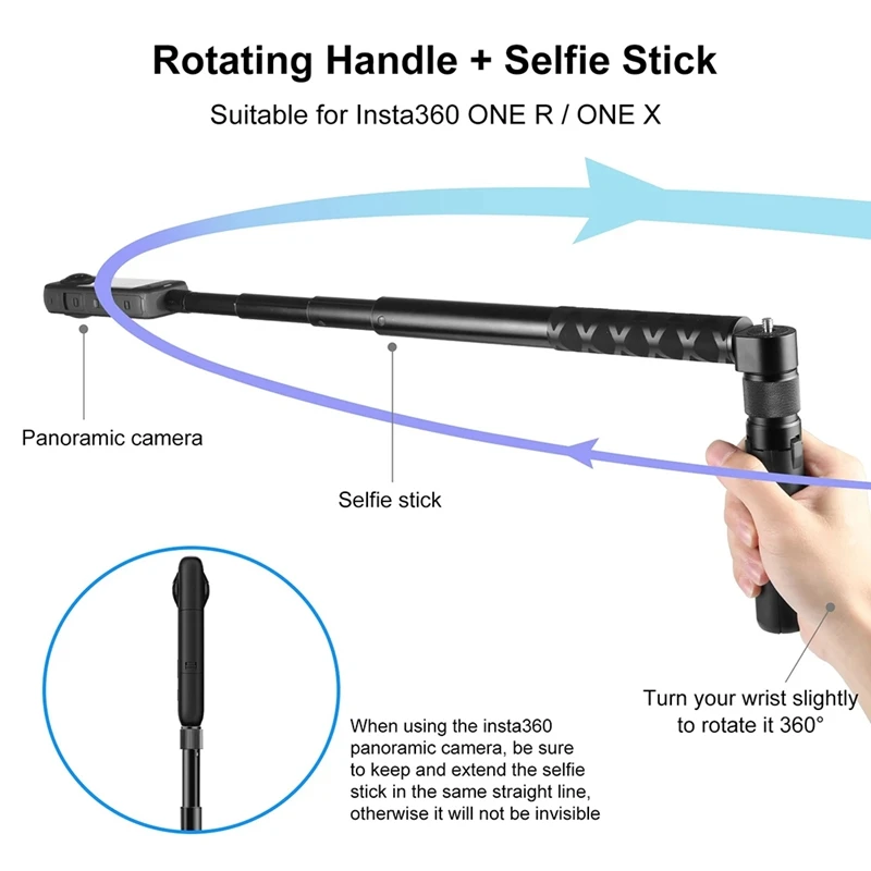 HOT-Rotary Handle Desktop Tripod Stand For Insta360 X3 Time Controller 110Cm 5-Section Selfie Stick Monopod