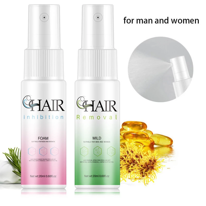 2 Minutes Fast Hair Removal Spray Painless Hair Growth Inhibitor Arm Armpit Leg Permanent Depilatory for Men Women Repair Care