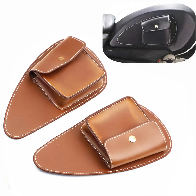 

Motorcycle Modification Fuel Tank Stickers Retro Leather Side Stickers With Pockets Left And Right Fuel Tank Sticker Accessorie