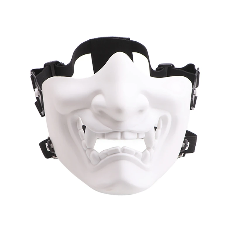 Scary Smiling Ghost Half Face Mask Shape (Tactical) Headwear Protection Halloween Costumes Accessories Adjustable