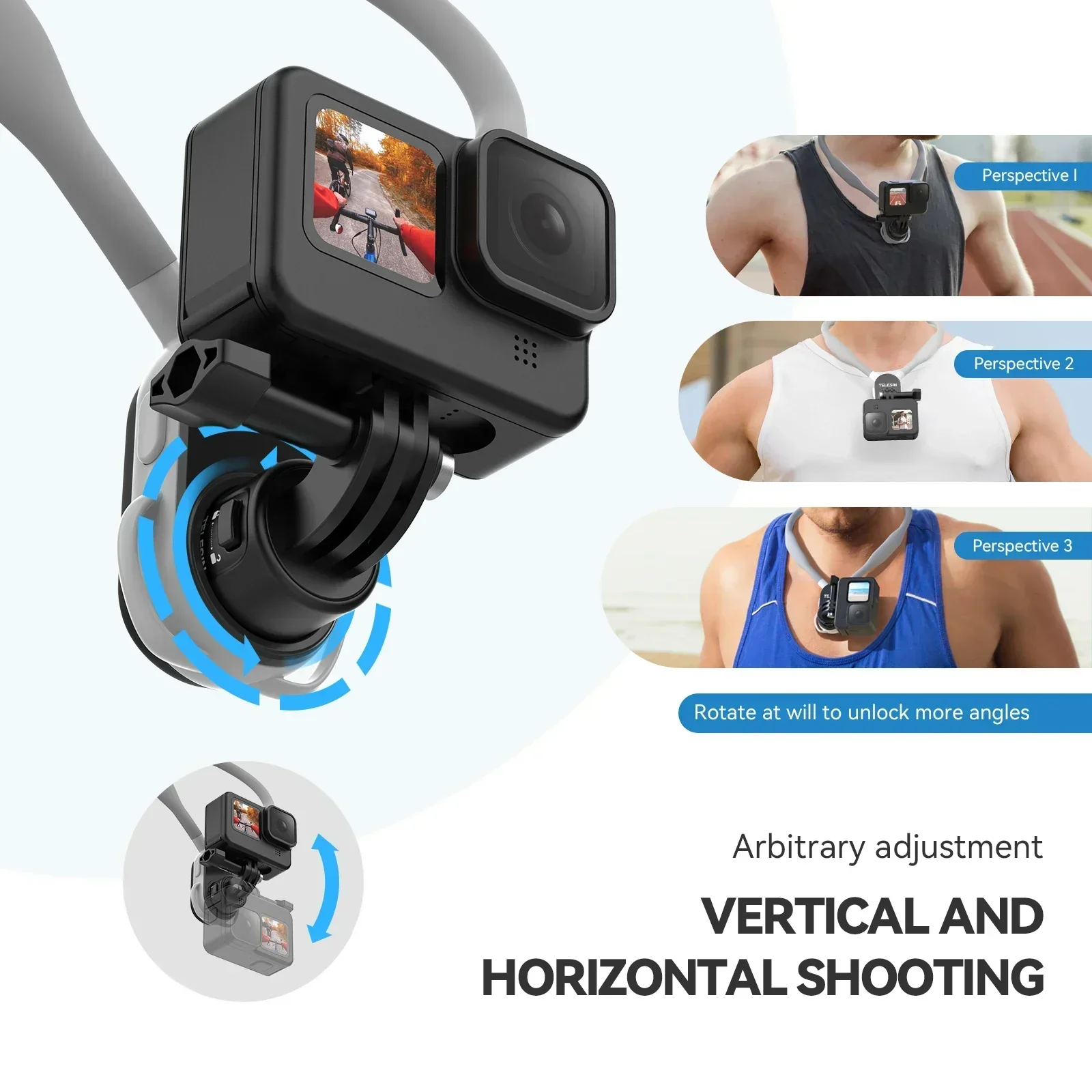 TELESIN Silicon Quick-Release Neck Mount for Gopro Hero 13 12 11 10 9 8 DJI OSMO Action 5 4 3 Insta360 Ace Pro X4 Accessorie - Image 2