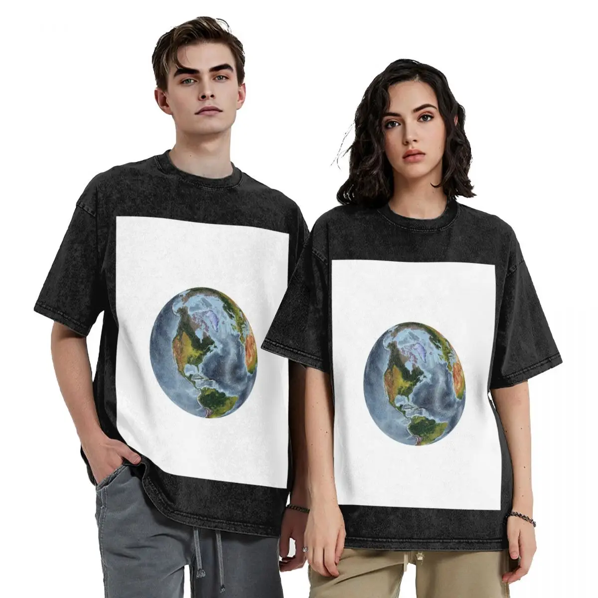 

The world from space projection - World Relief Map showing land and oceans T-Shirt anime tshirt mens t shirts casual stylish
