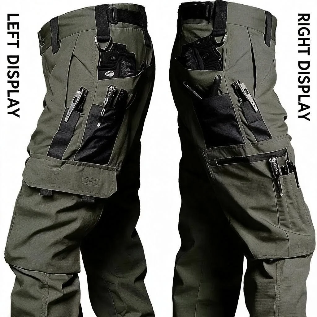 New Men Tactical Cargo Pants Outdoor Work Trousers Multi Pocket Waterproof Hiking Pants Casual Workwear Spring Autumn Long Pants