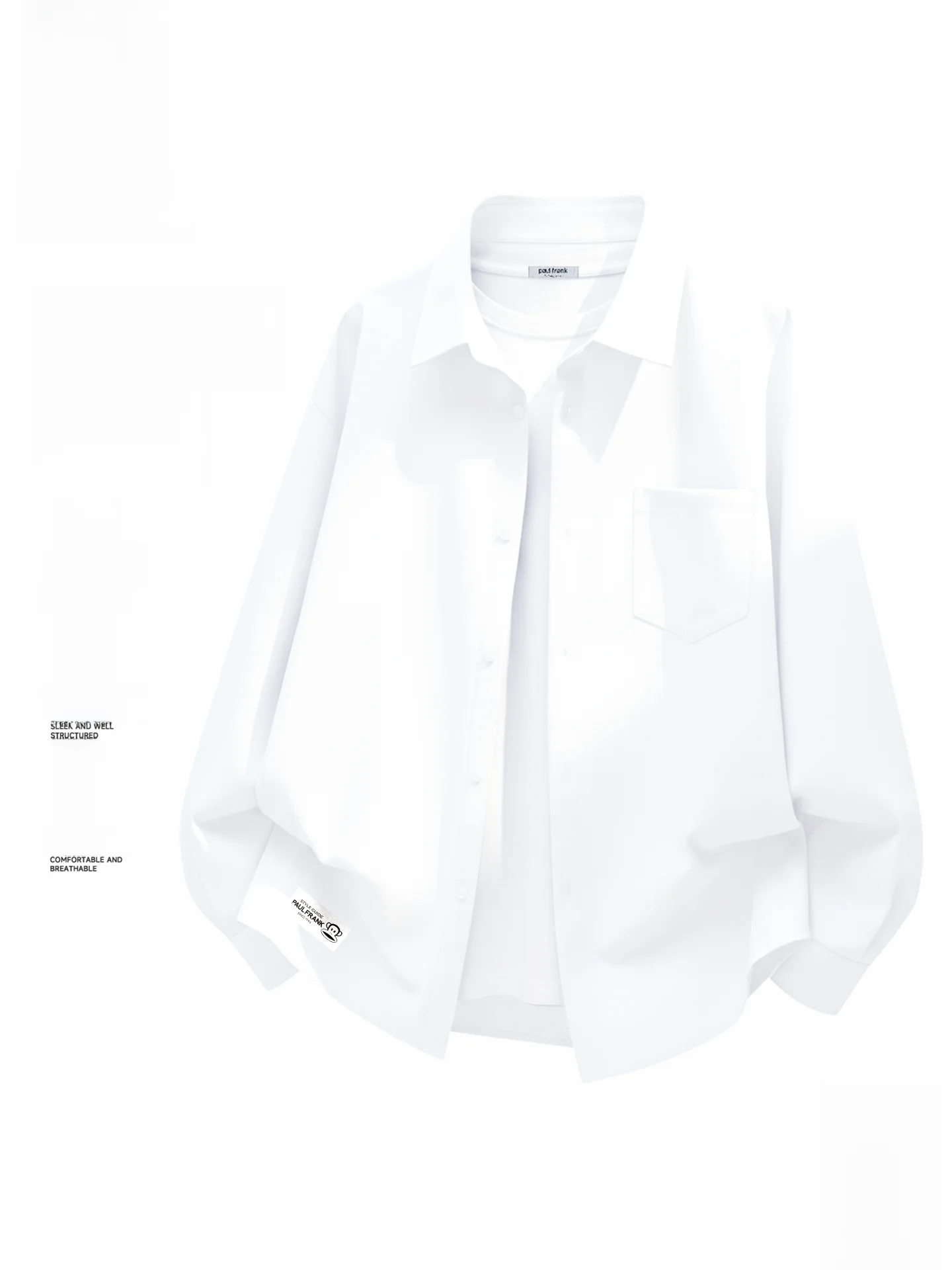 

Мужская повседневная рубашка свободного кроя из дышащей ткани, с длинным рукавом, из смесового хлопка и полиэстера, весна-лето, белая, с принтом "Обезьянья пасть"