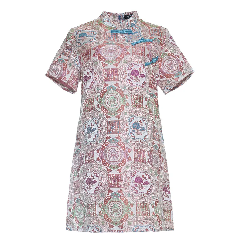 

Новое улучшенное женское платье Cheongsam с китайским принтом, новое модное тонкое платье с пряжкой