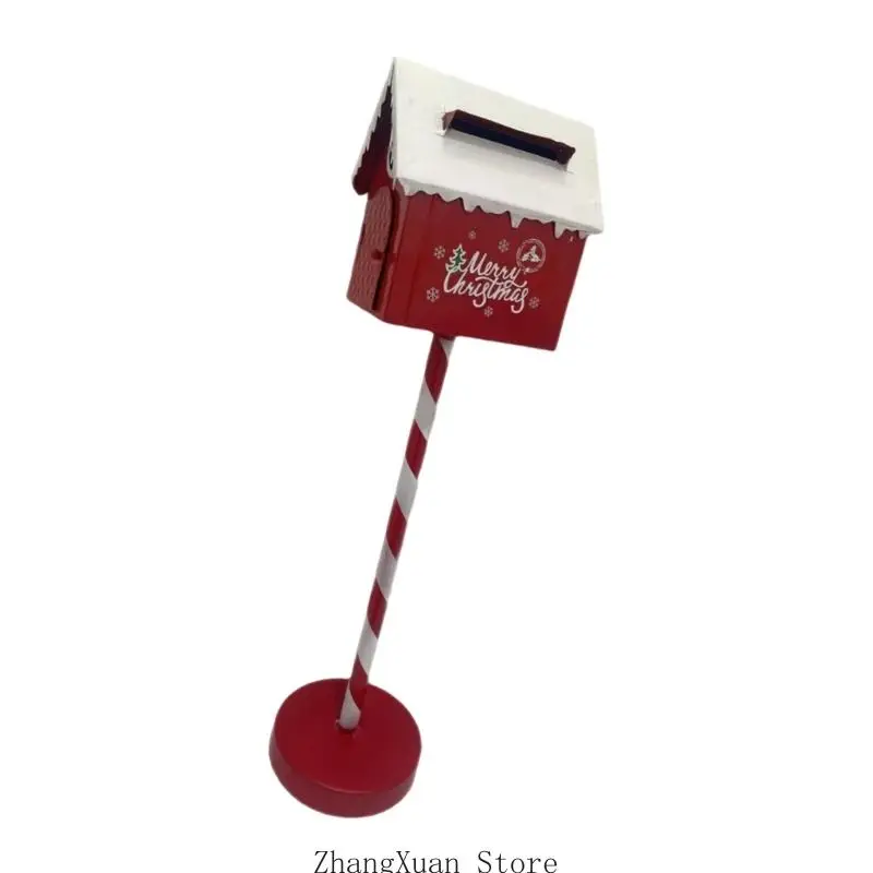 Weihnachts-Briefkasten-Display, freistehender Feiertagsständer aus Metall mit Briefschlitz und rot-weißer Oberfläche zum – Detail 7