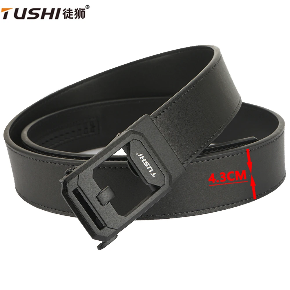

TUSHI New 4.3cm gun belt Leather Military belt versatile outdoor tactical Belt for Men's automatic buckle belt IPSC Accessories