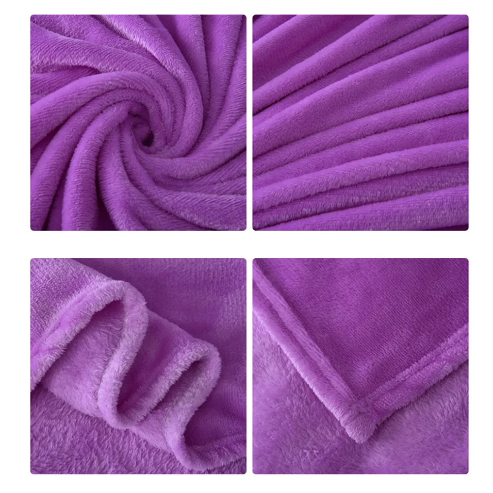 Coral Fleece Blanket 65X93Cm Light Purple Soft Warm Flannel Winter Camping Travel Home Use Cozy Blanket