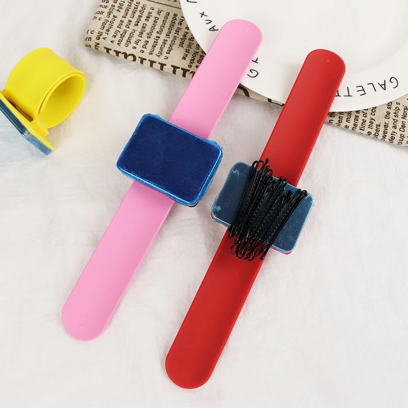 1 professional hairdresser square magnetic bracelet silicone sturdy bracelet strap, hair storage tool bracelet