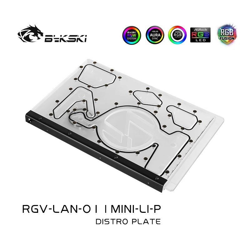 Bykski Distro Plate For LIAN LI O11 Dynamic Mini Case,Front Panel Cooling Loop Solution,12V/5V RGB SYNC,RGV-LAN-O11MINI-LI-P