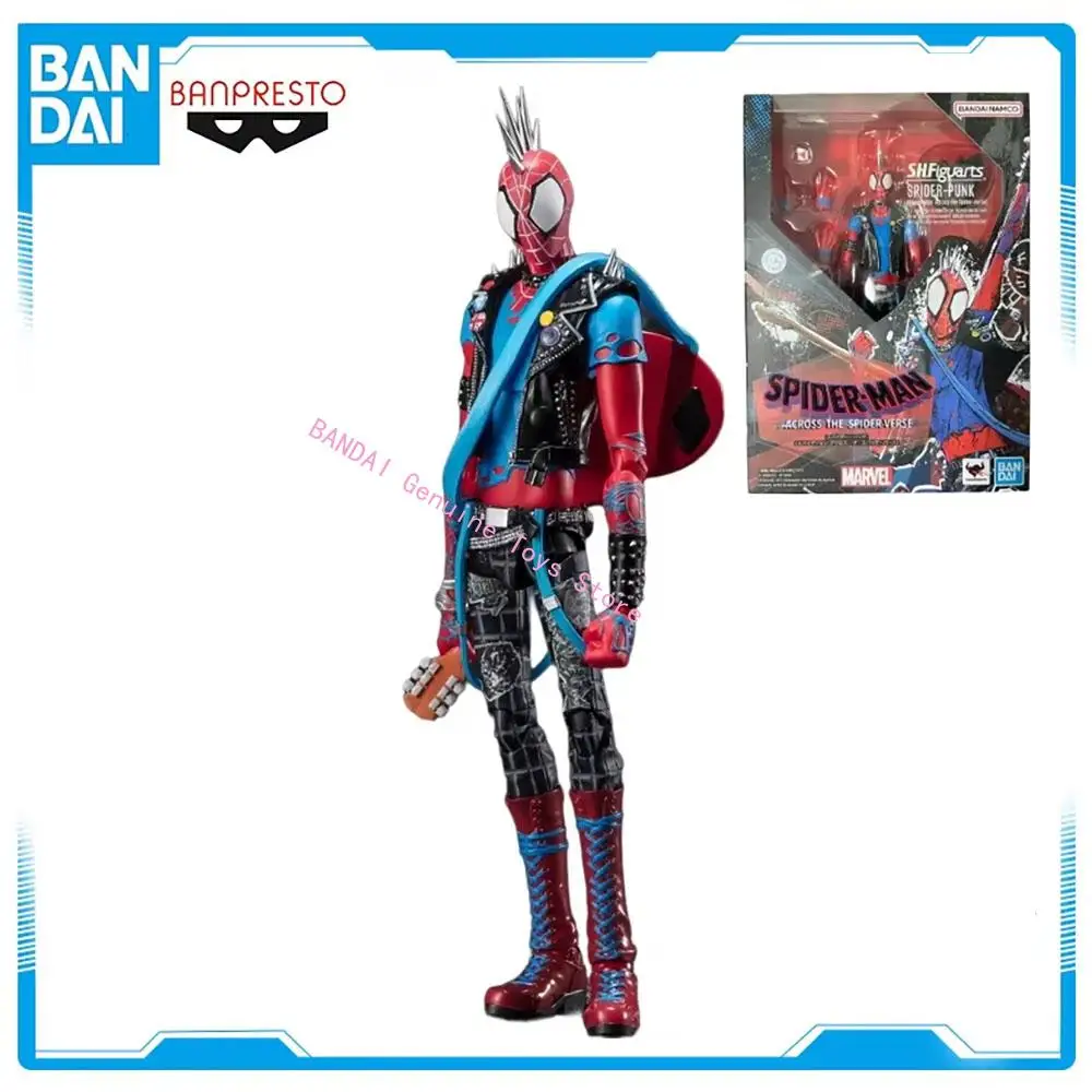 Em estoque original bandai shf spider-punk homem-aranha através do universo figura de ação animação brinquedo presente modelo coletor hobby
