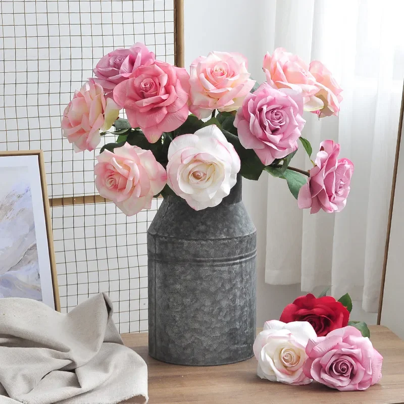 67CM Artificial Rose Single DIA 15CM Retro Home Living Room Decoration Bouquet Wedding Road Guide Rose Photography Prop