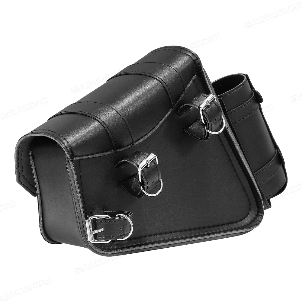 For Harley Davidson Sportster XL883 XL1200 Black PU leather saddle luggage bag with kettle bag, motorcycle retro saddle bag