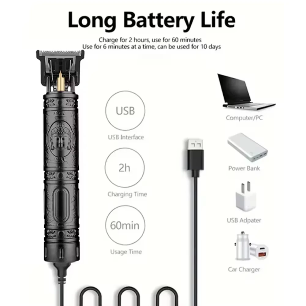 مجموعة ماكينة قص الشعر الكهربائية من HIENA، ماكينة تشذيب اللحية اللاسلكية المحمولة القابلة لإعادة الشحن، ماكينة قص الشعر القوية للرجال