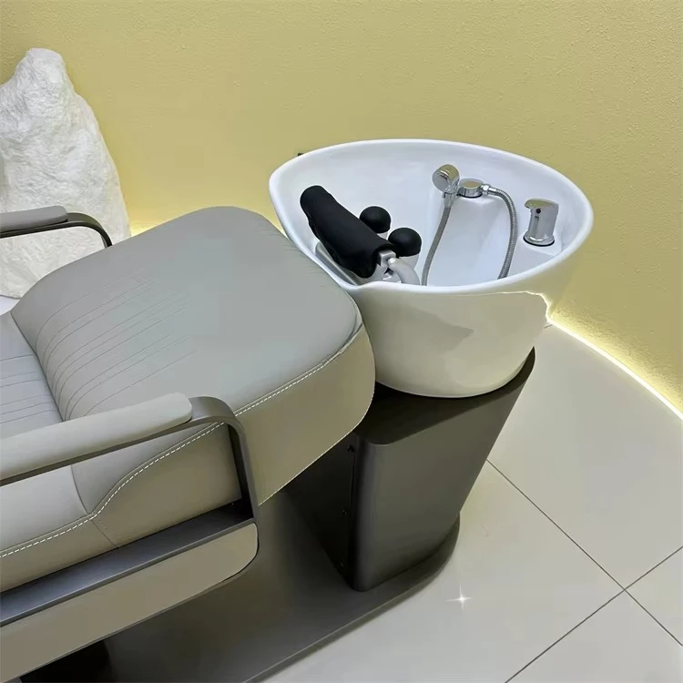#￥forYicheng Beauty Wholesale Hair Washing Shampoo Bed Fashionable Hair Salon Ceramic Deep Basin Shampoo Bed for Sale