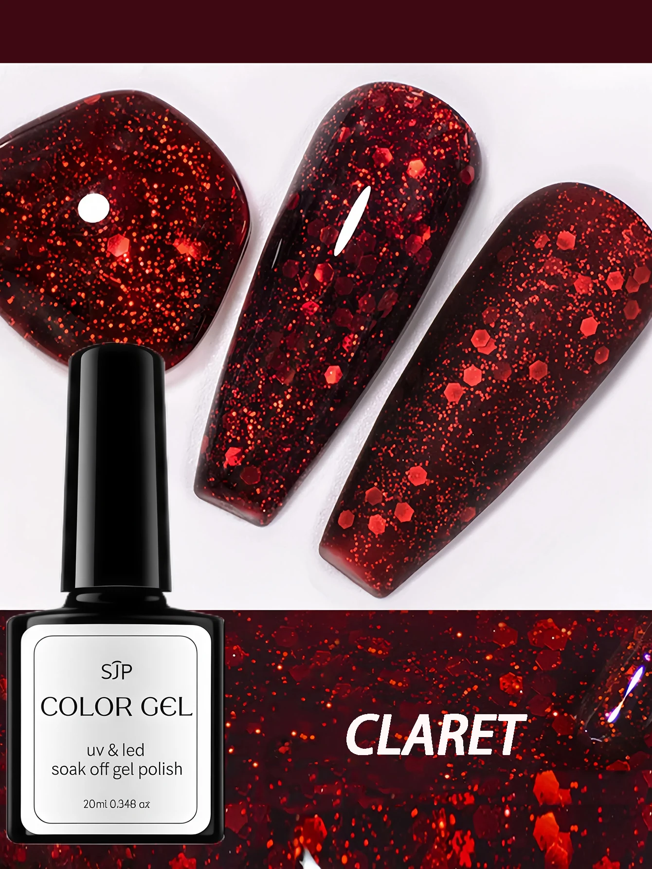 Smalto per unghie gel rosso da 10 ml: di lunga durata. Non profumato, UVSoak-Off, parte superiore opaca e lucida, base EasyManicure